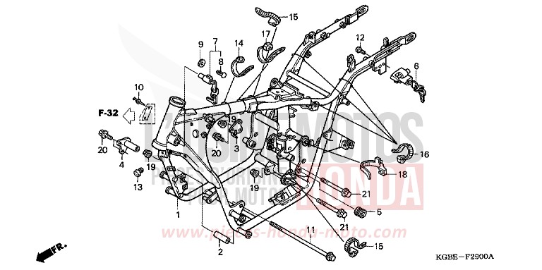 CARROSSERIE DE CHASSIS von Shadow VT125C NOIR (NH1) von 2006